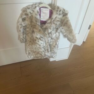 Girls Faux Fur Coat - I love plum